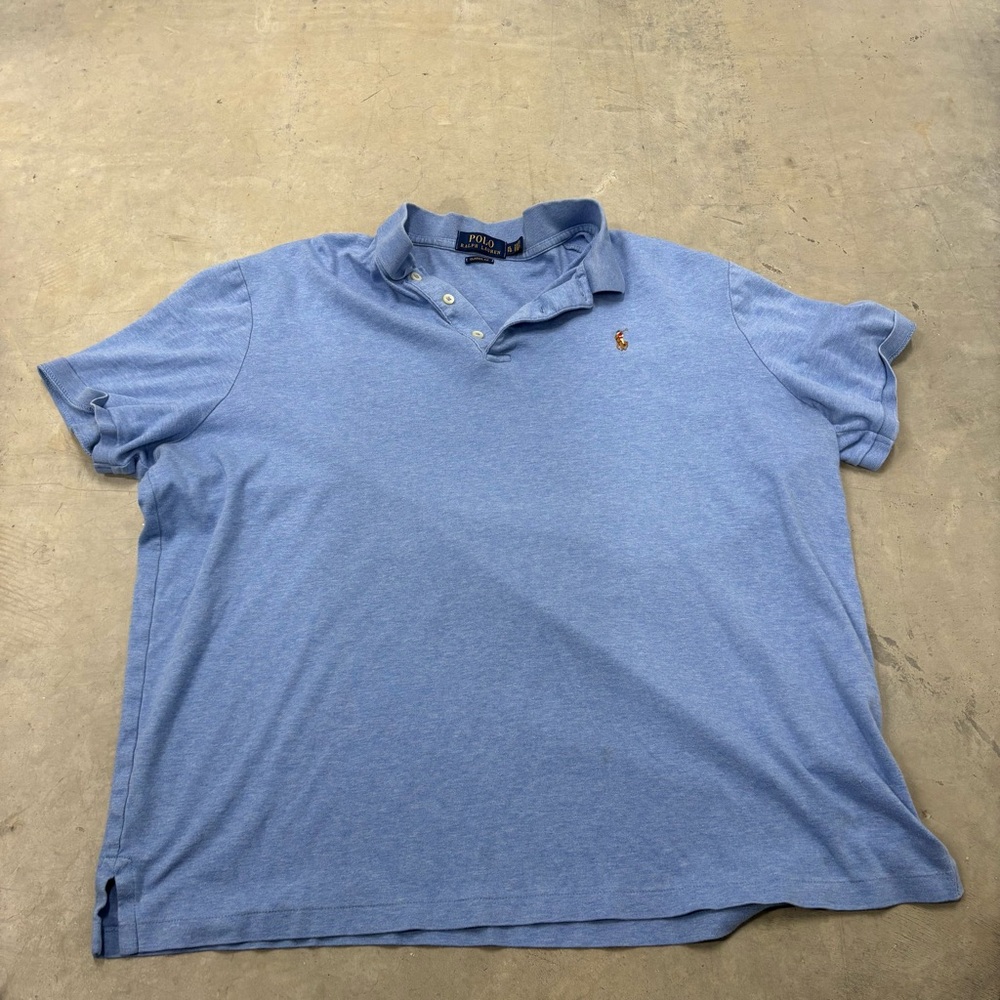 Polo Ralph Lauren Men's Baby Blue Brown Pony Polo Short Sleeve Size XL Preppy